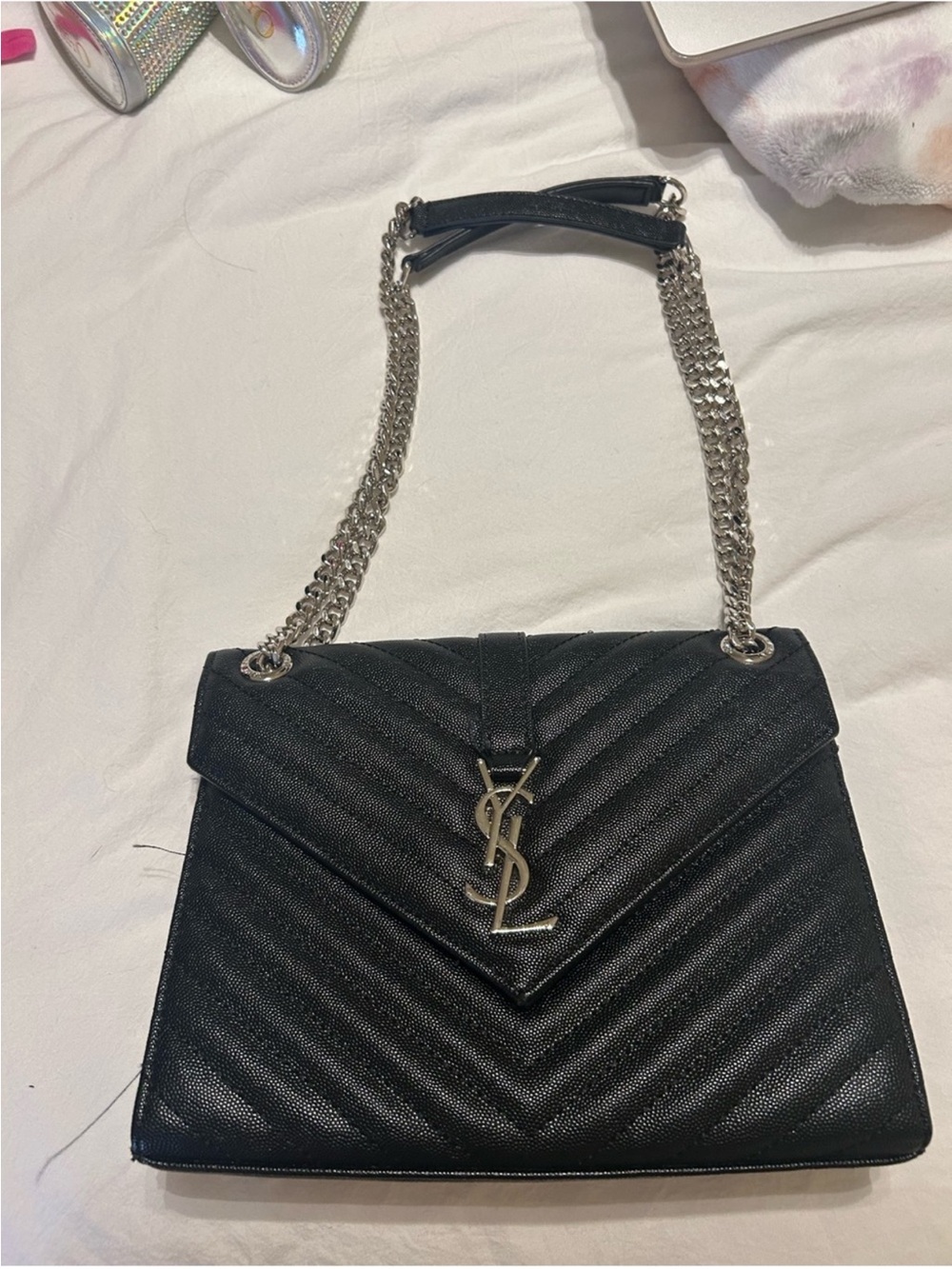 Saint Laurent Inspired Black Quilted Chain Shoulder Bag